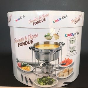 Chocolate and cheese fondue melting pot